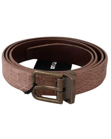 Stunning Dolce & Gabbana Exotic Skin Belt with Brushed Gold Buckle 95 cm Men